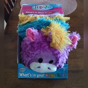Flip 'a Zoo Magic Tails Plush Unicorn - Purple & Yellow